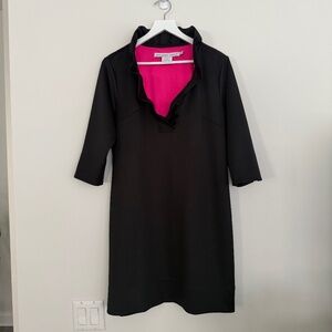 Gretchen Scott Black Ruffle Neck Dress Size XL